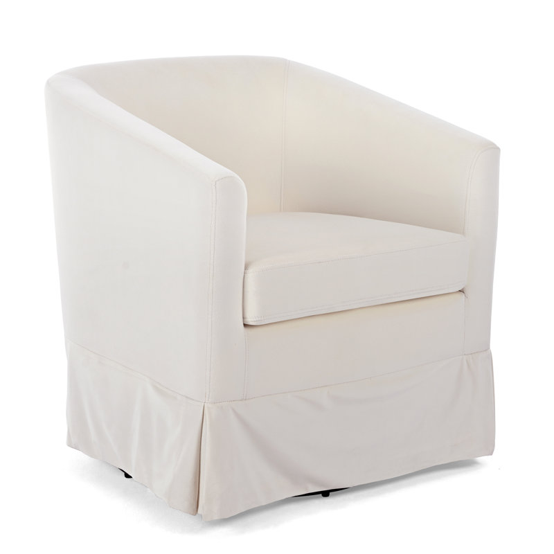 Breiona 27.36" Wide 360-Degree Swivel Chair, White Velvet