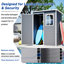 Remise de rangement extérieure en résine grise 5 x 3 pi avec protection toutes intempéries et structure renforcée, pour charnières de fenêtre translucides pour patio, buanderie dans la cour