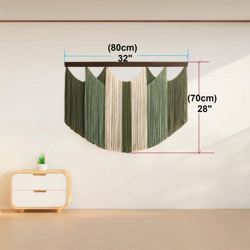 Macrame Wall Hanging, Green/Beige
