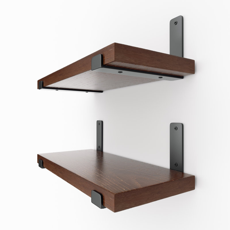Wall-Mounted Floating Shelves Bracket Shelf  Wood Wall Shelves Wood Floating Shelves With J Brackets For Bedroom, Living Room，Kitchen, Bathroom