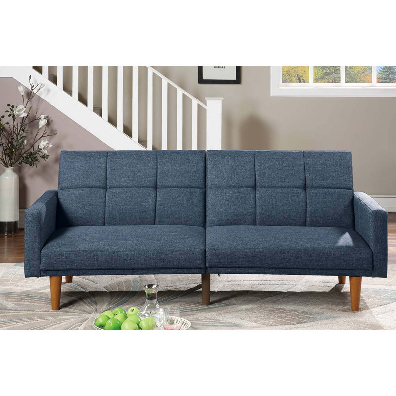 Kaimerry Upholstered 80'' Sleeper Sofa, Navy Polyester Blend
