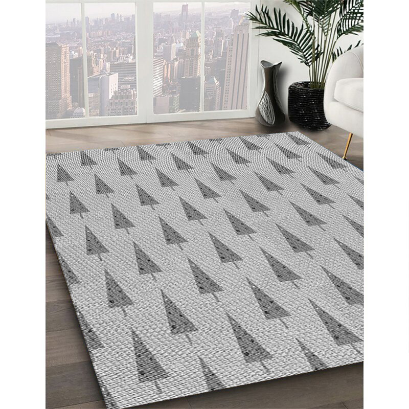 Tapis gris rectangulaire tissé à la machine 7 pi x 9 pi