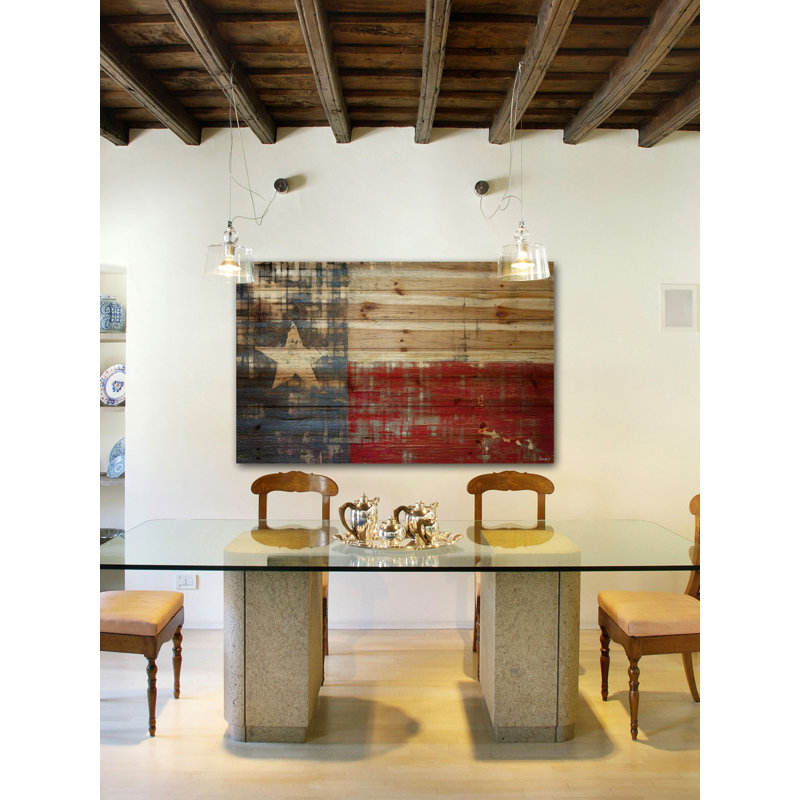 "Texas", reproduction d'art sur bois, H 30 po x l 45 po x P 1,5 po
