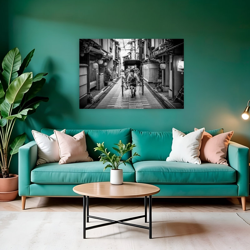 «Rickshaw japonais», impression d'art mural contemporain, 32" H x 48" W