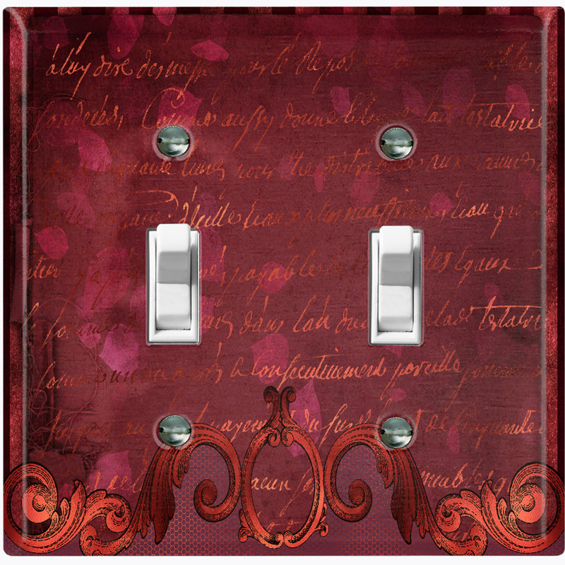 Plaque murale avec interrupteur à bascule rouge et rouge à motif damas