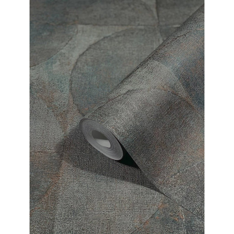 Rouleau de papier peint texturé, Gris, argent, cuivre, bleu