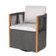 Chaise longue de patio en bois massif et osier Marisol-123443766