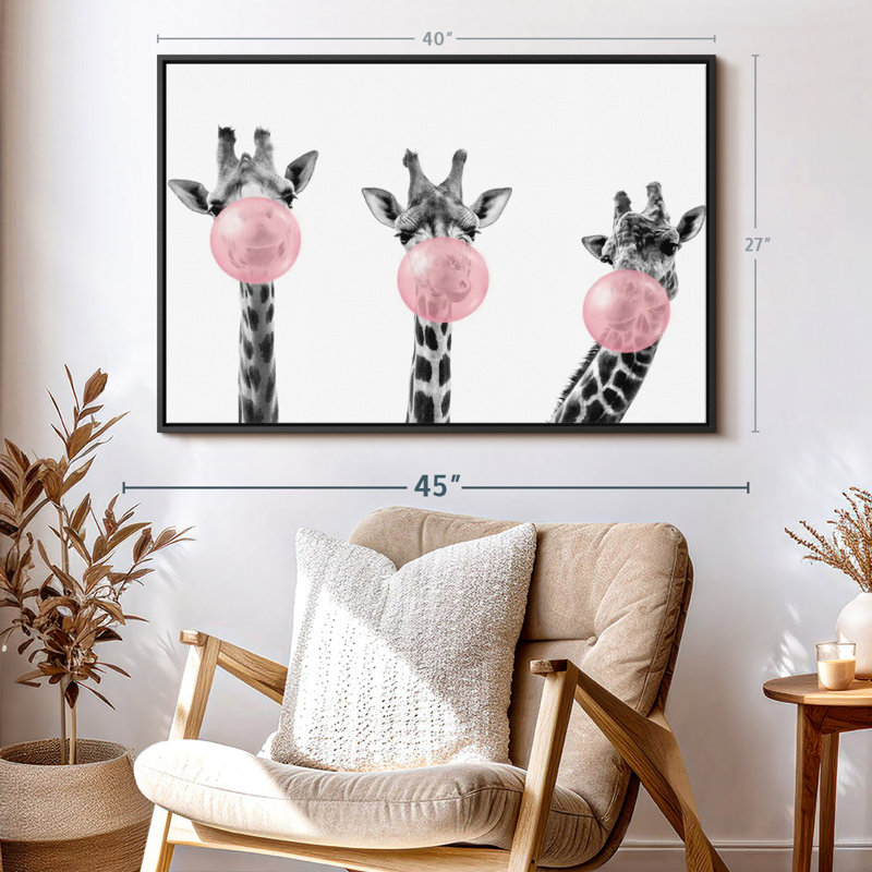 " Three Bubble Gum Giraffes ", 27" H x 40" W