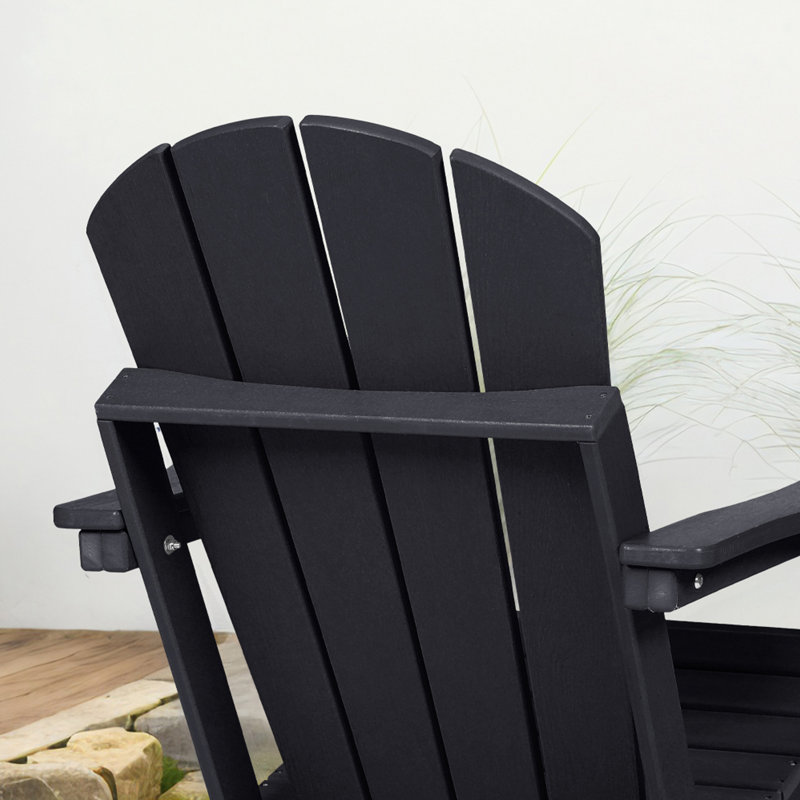 Chaise Adirondack avec table d'appoint (ensemble de 3), Noir