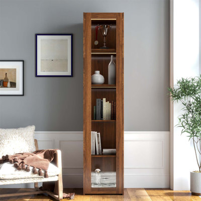 Display Cabinet With Transparent Acrylic Doors, Curio Storage With 5 Shelves And LED Lights For Elegant Showcasing