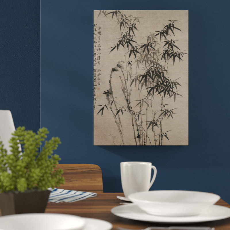 Oriental Bamboo and Rocks by Zheng Xie - Wrapped Canvas, 100cm H x 70cm W