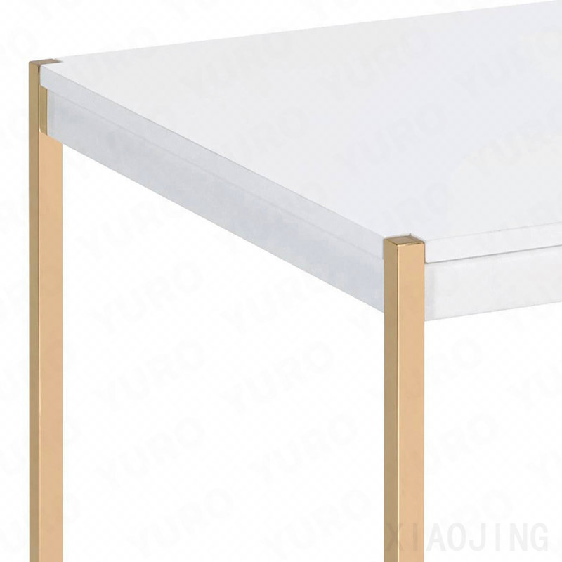 White And Gold Square End Table