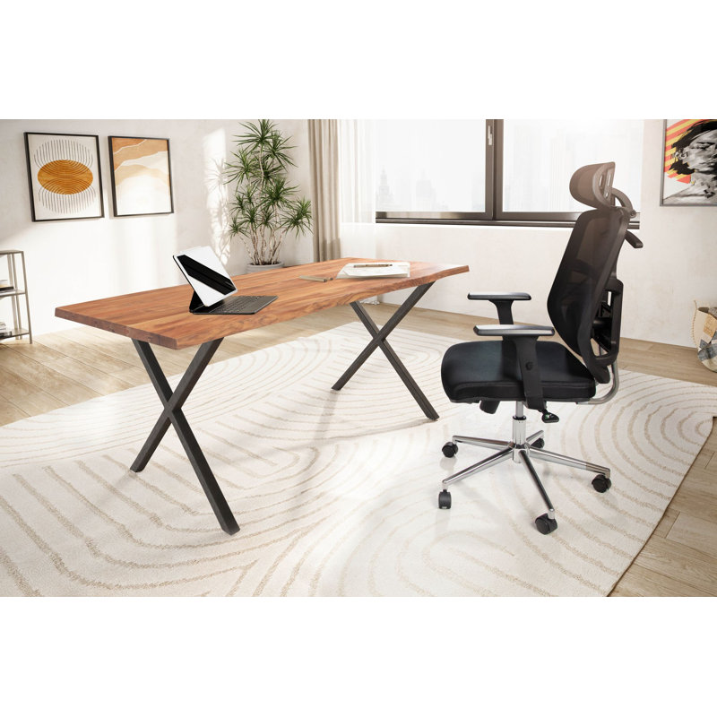 Barbonne Metal Base Writing Desk, 76cm H x 200cm W x 100cm D