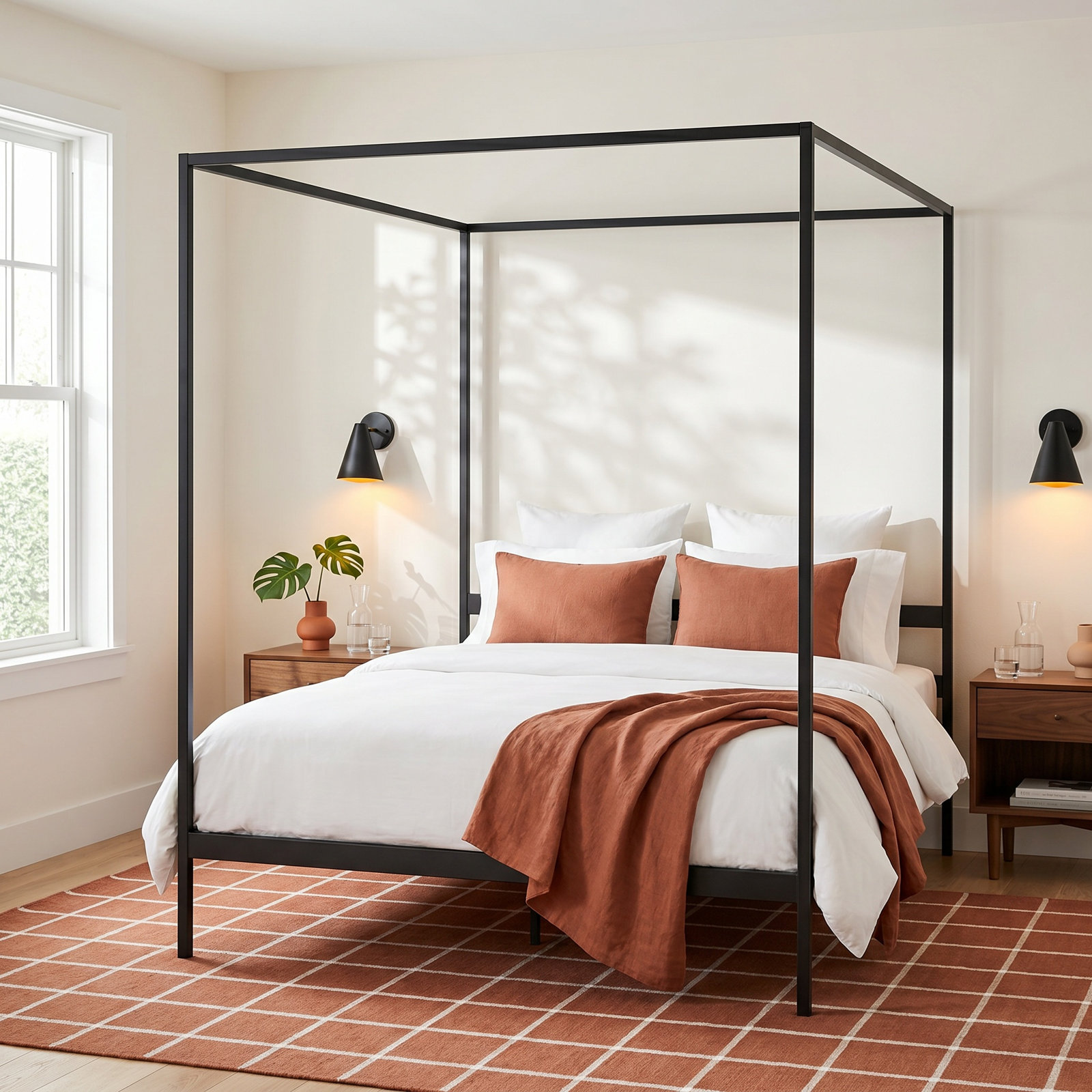Aston Metal Canopy Bed, Black, Queen, 80"