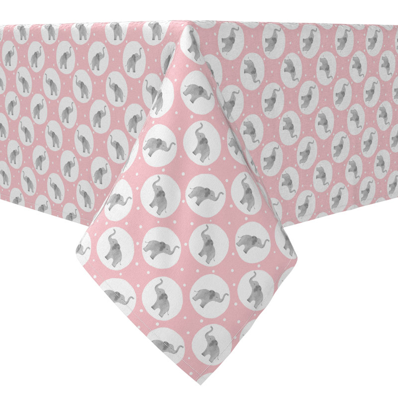 Rectangular Geometric Cotton Twill Tablecloth, 84" L x 60" W