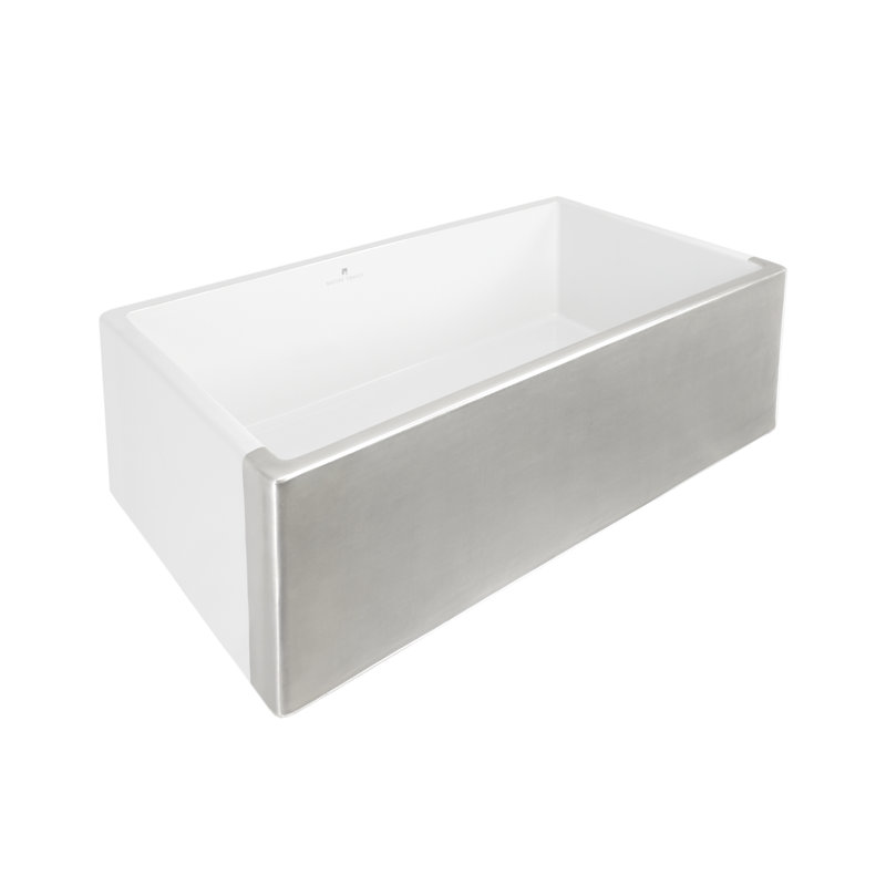 Évier de cuisine de ferme / tablier en argile réfractaire L 30 po x l 17,75 po Dreamer, Argent argent