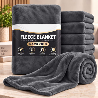 Plush Fleece Blanket – Set Of 6 | Queen Size 90X90" | Soft, Warm, Lightweight Bedding Blankets