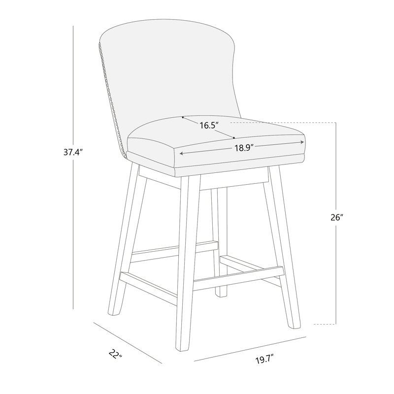 Tabouret de comptoir pivotant 26 po Azena, Chocolat, Noir