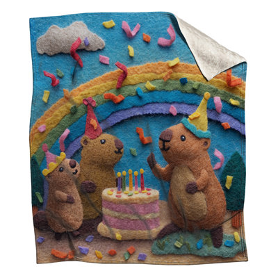 Felt Groundhog Birthday Scene Blankets