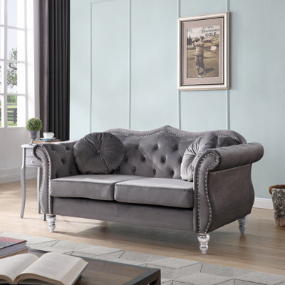 Cozy Transitional Flared Arm Loveseat, 34"H x 68"W x 35"D for ample space