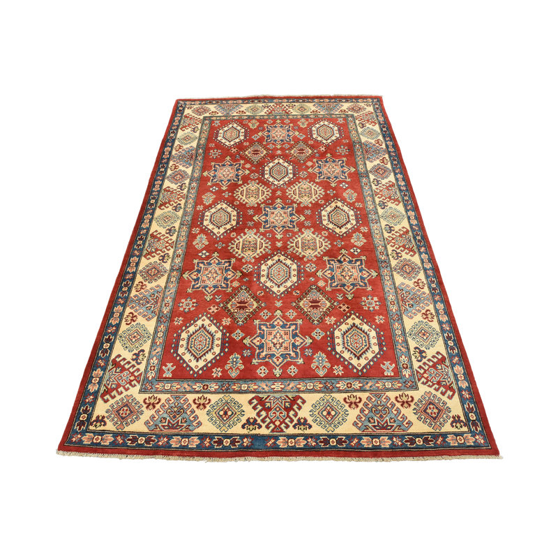 Tapis oriental rouge en laine noué à la main Nabeel
