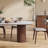 Maxsony 71" Mid Century Dining Table with Glossy Stone Tabletop, Rectangular  Kitchen Table with Solid Wood Double Pedestal for 6-106915920