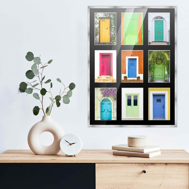 Cadre en bois, 4 po x 6 po, 14,5 po x 20,5 po, Argent / noir