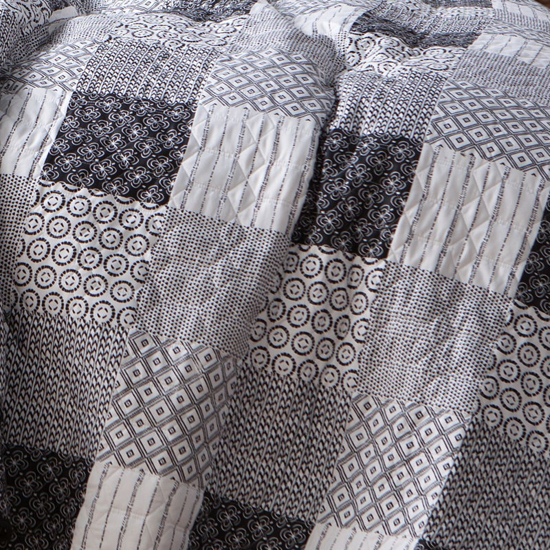 Dark Blue Twin Reversible Microfiber Quilt Set