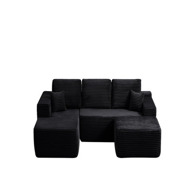Compression U-Shape Left Sectional Couch (Black)