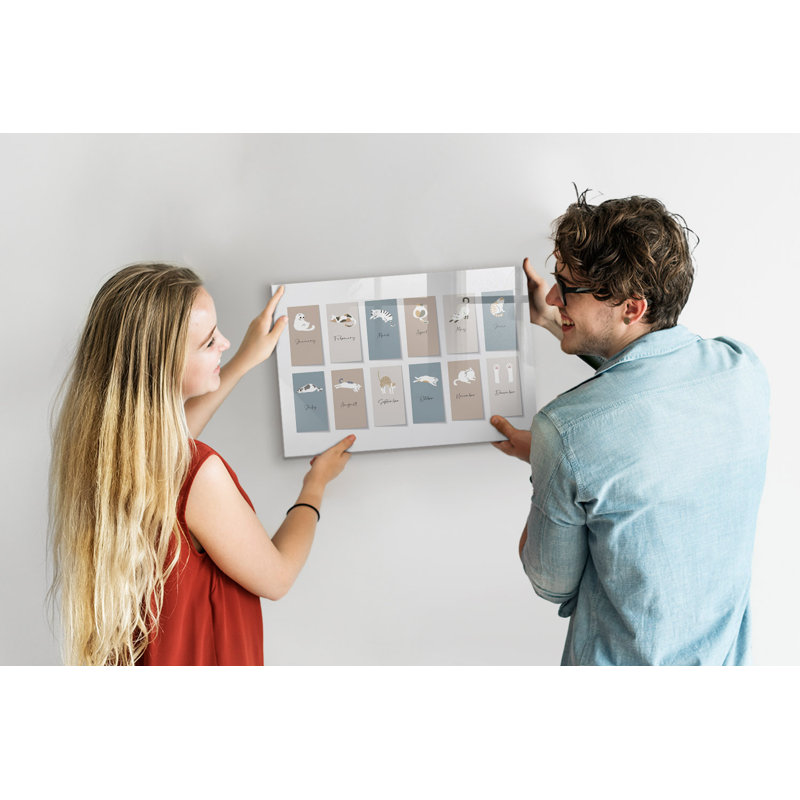 Magnetic Memo Board Whiteboard - 60 x 40 cm - Includes Marker and Magnets - Cat calendar