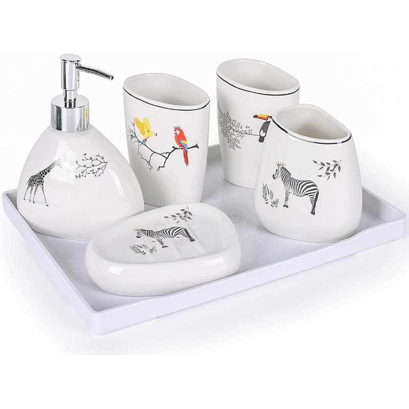 White Bathroom Accessory Set