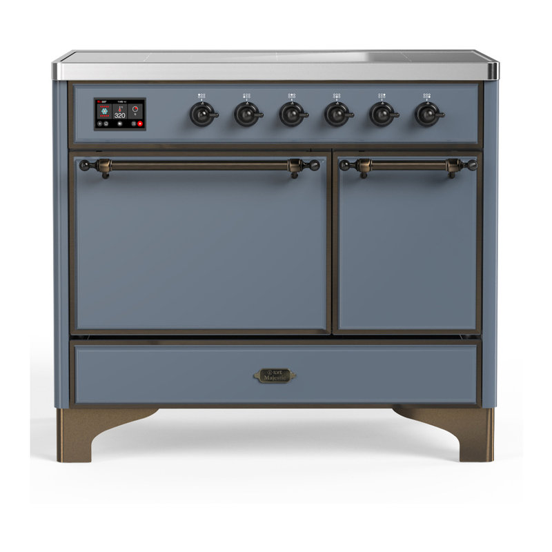 Cuisinière à induction de 40 pouces avec 6 éléments à induction en bleu gris (garniture brunie) Majestic III Series, Brunie