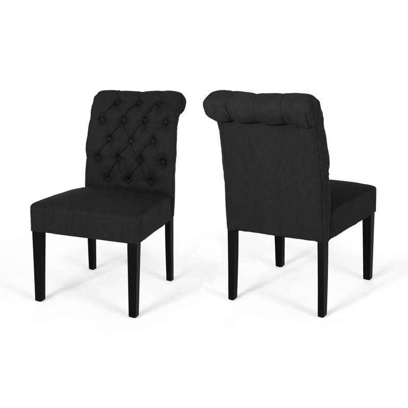 Modern Set of 2 Dining Chair, Dark Gray