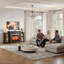 Meuble télé 72 po pour téléviseur de 80 po ou moins avec foyer électrique et tablettes réglables, noir-1708481263