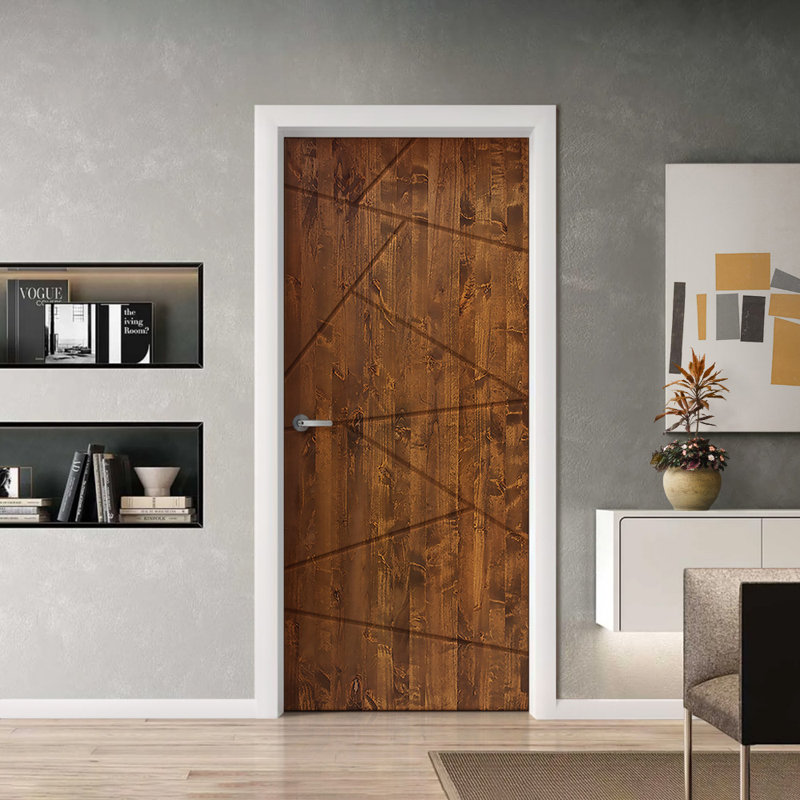 Porte standard à panneaux de bois de pin, Noyer, 30 po x 80 po