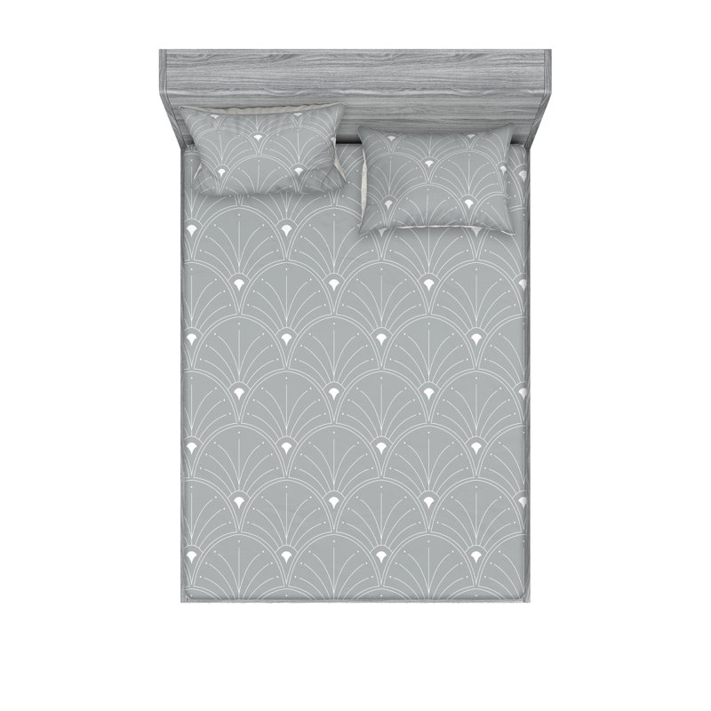 Microfiber Floral Sheet Set, Gray, King Sheet Set + 2 Pillowcases