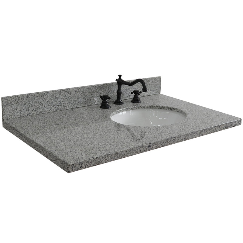 Plateau de meuble-lavabo simple 37 po avec lavabo, Droite, Granite