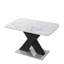 Table de salle à manger carrée moderne en marbre blanc extensible, pieds noirs avec base en métal, carré extensible de 61,71 po de profondeur, plateau de table fini et support, largeur de 27,17 po