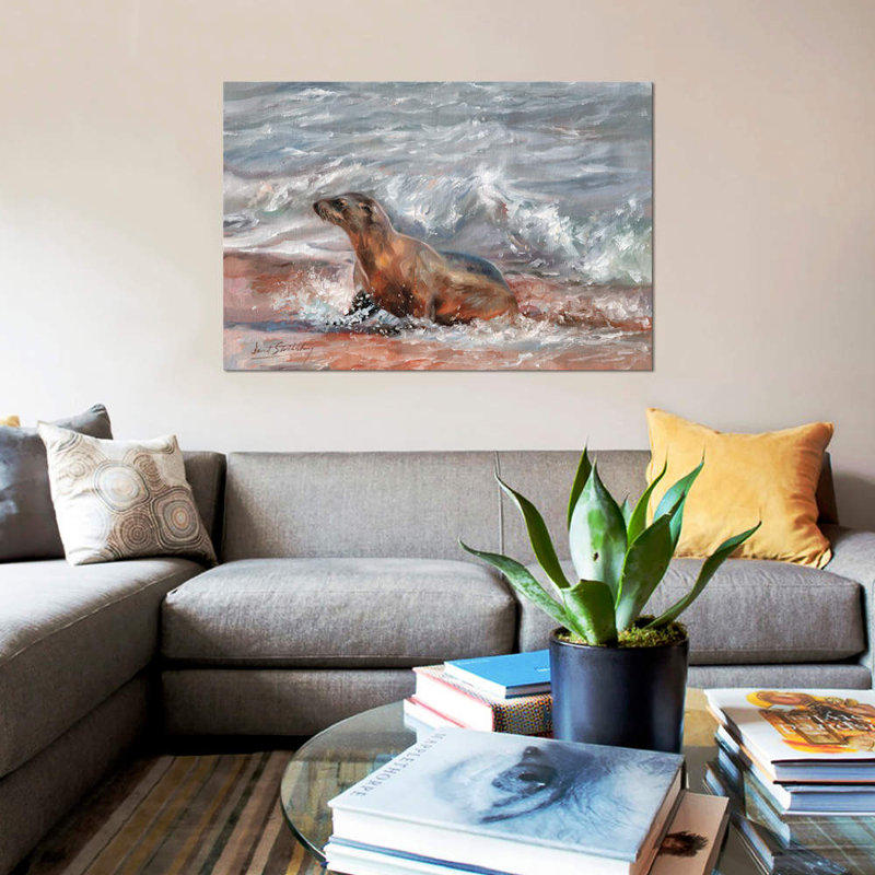 « sea lion », impression sur toile, H 8 po x l 12 po x P 0,75 po, Toile tendue, Pas de tapis