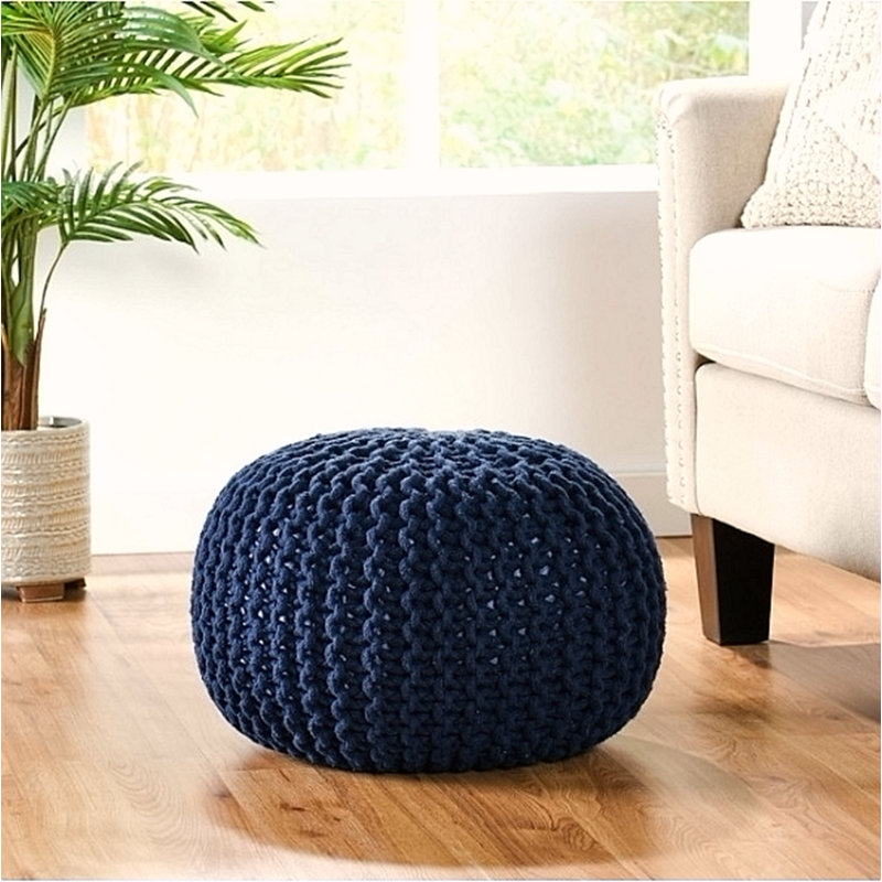 Pouf tricoté en coton 20 X 20, Bleu