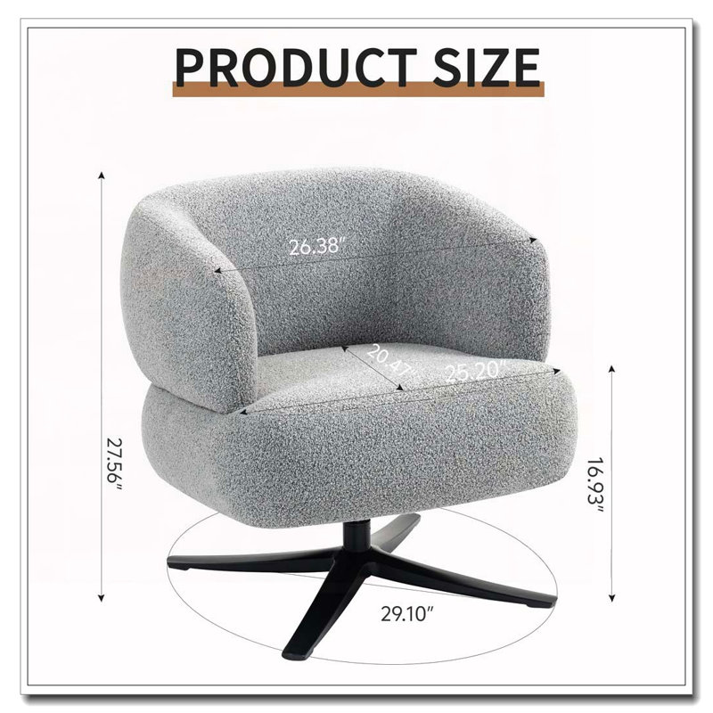 Chaise d'appoint pivotante rembourrée, Gris antique