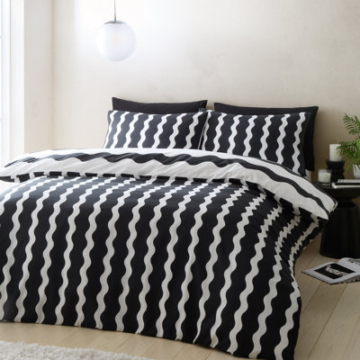 Cotton Blend Striped Duvet Cover Set with Pillowcases