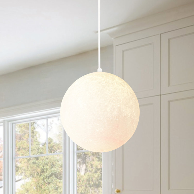 Luminaire suspendu sphère de lune moderne 1 lumière avec abat-jour imprimé en 3D