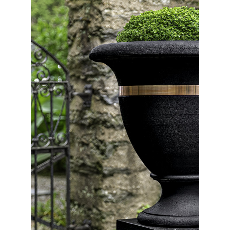 Copper Banded Handmade Planter, Nero Nuovo, 26" H x 24" W x 24" D