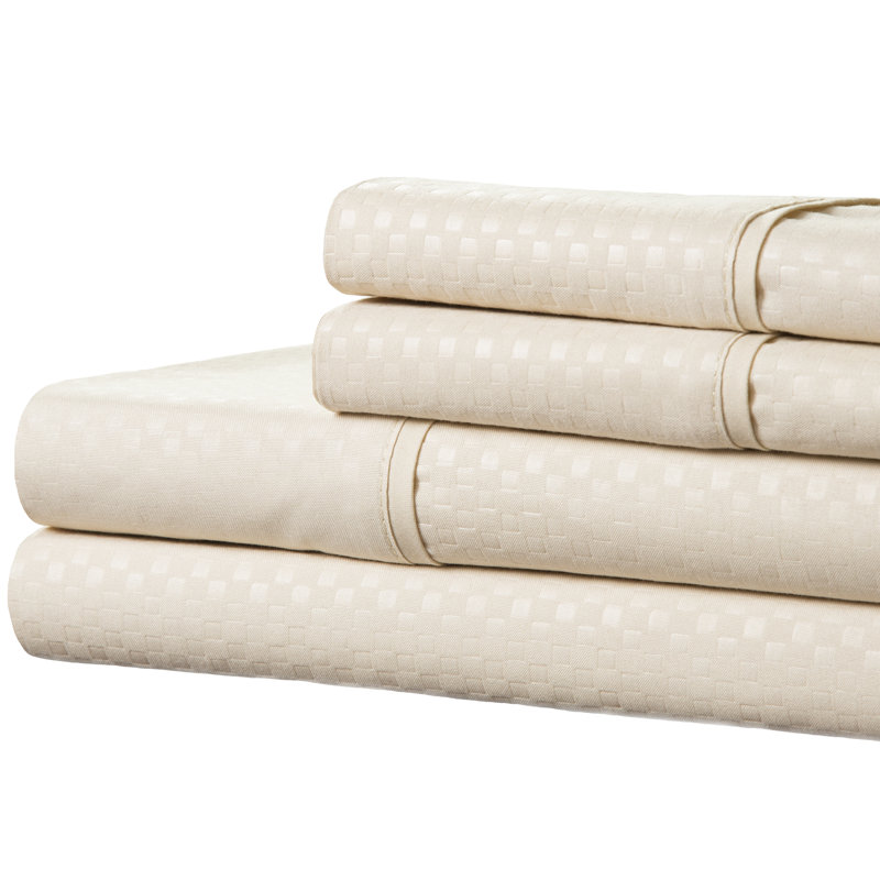 Ensemble de draps 4 pièces, Champagne, Ensemble de draps pour taille de lit double avec u
