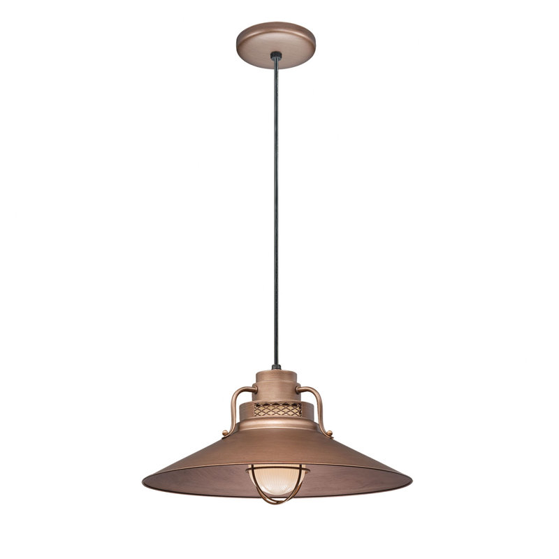 Luminaire suspendu conique à 1 lumière Fitzhugh, Galvanisé, H 10 po x l 18 po
