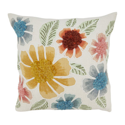 Beautiful Embroidered Floral Pillow