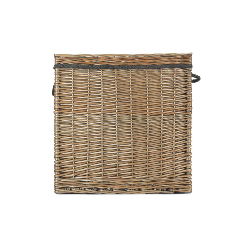 Wicker Storage Basket with Lining, 50cm H x 50cm W x 50cm D, Antique Wash