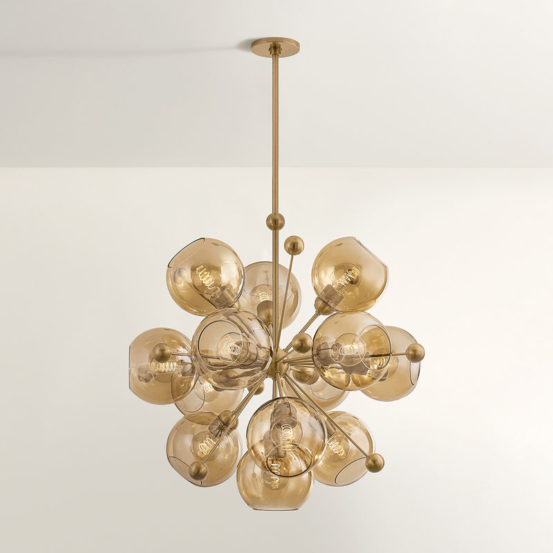 Troy Lighting Ellory 13 Light Chandelier in Patina Brass, 31" H x 32" W x 32" D