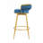 Swivel Counter Height Bar Stools Set Of 2, 31." Bar Height Stools With Hand-Woven Backrest & Gold Metal Legs, Modern Low Back Upholstered Kitchen Chairs With Footrest For Island, Dining Room,Blue-1537592790